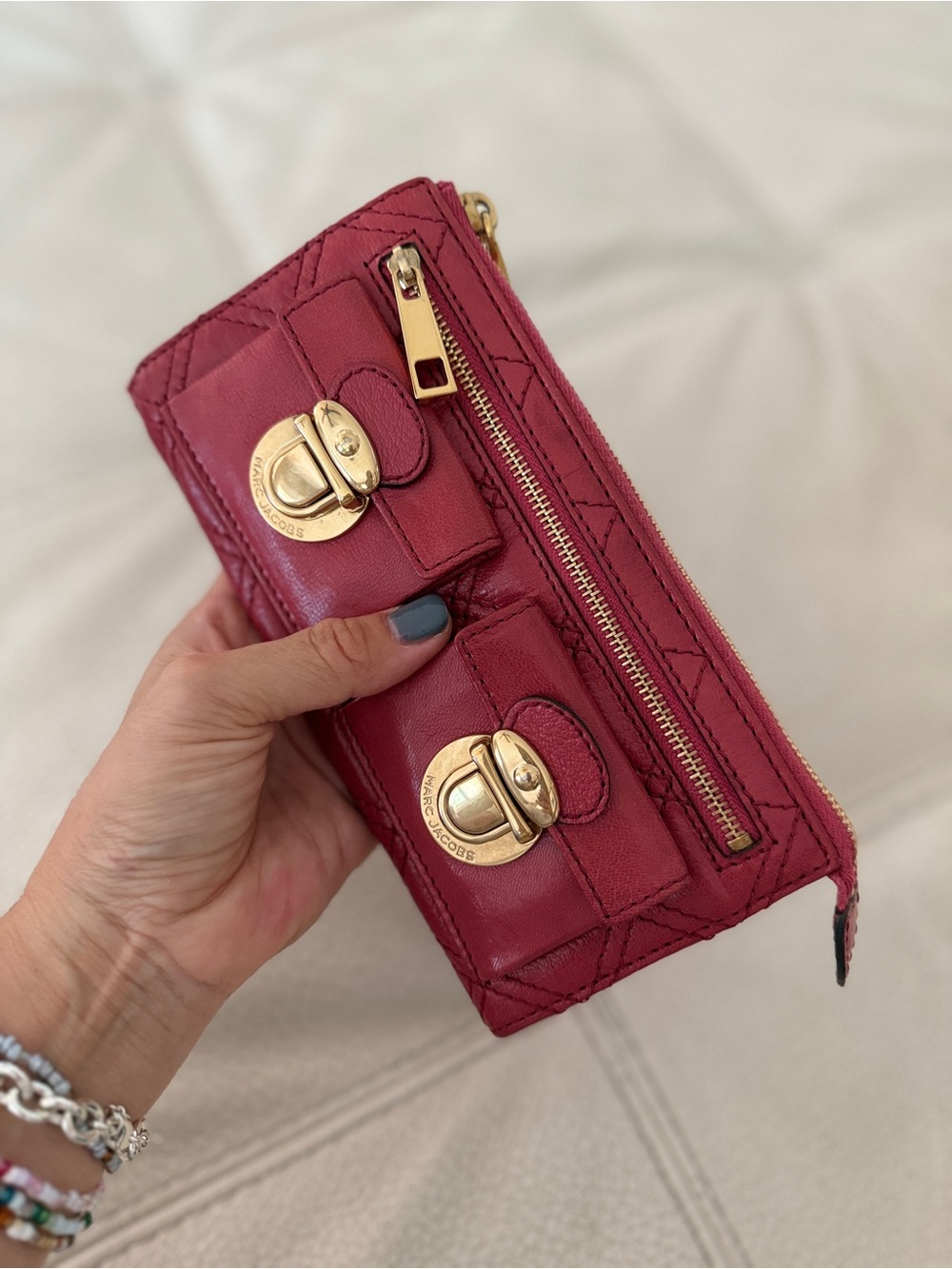 Marc Jacobs Quilted Rose Pink Wristlet Wallet with Gold Hardware - Picture 2 of 14